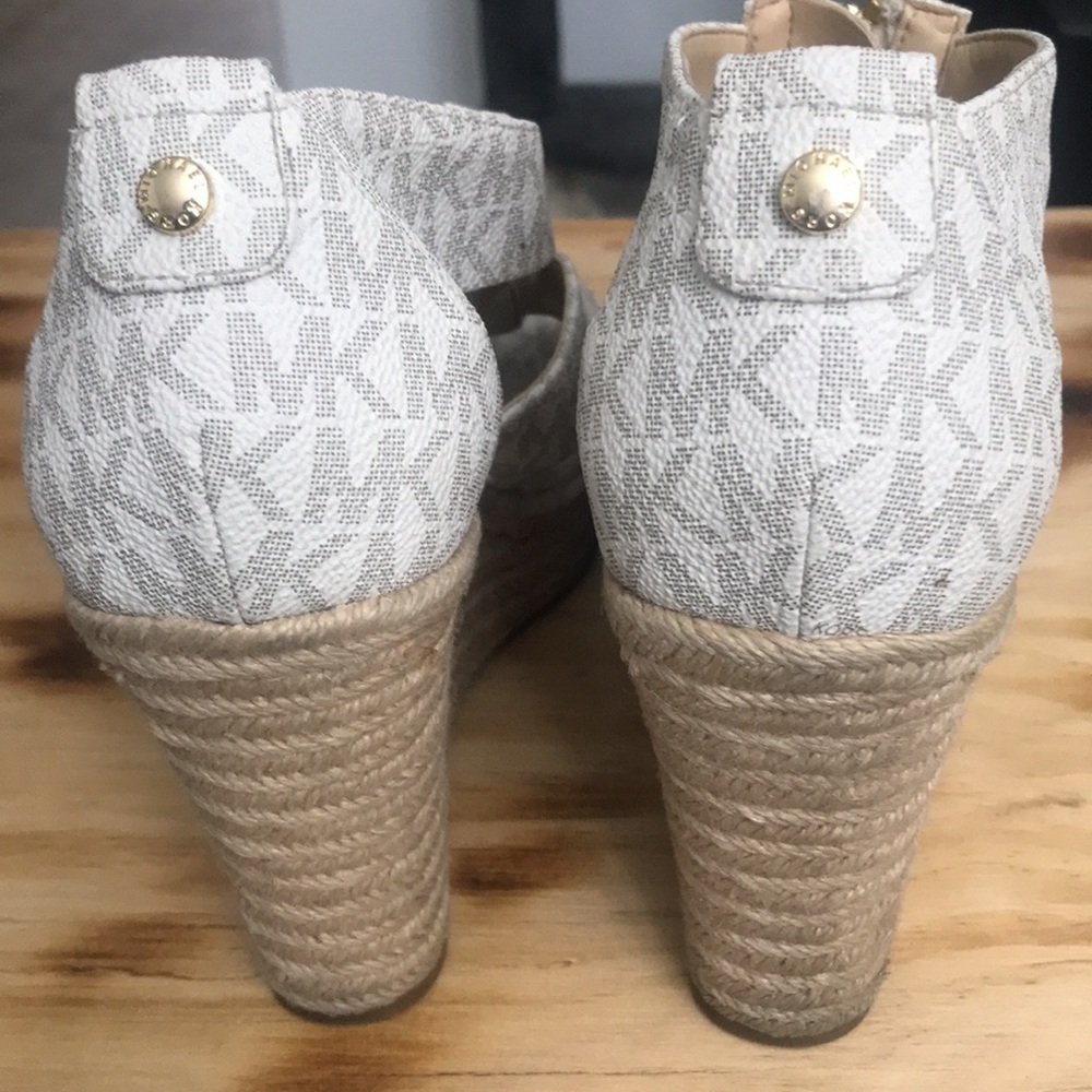 Michael Kors Women's White Logo Zip Wedge Sandals - Picture 7 of 9